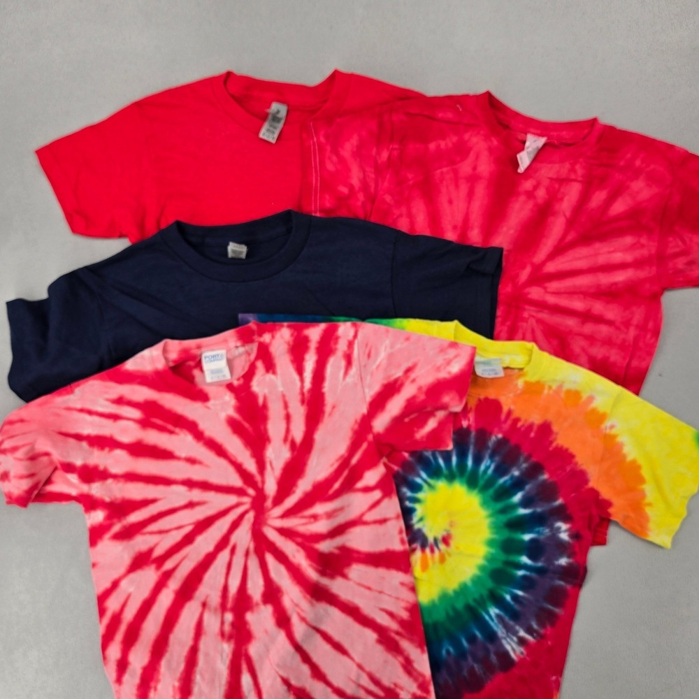 Gildan Colortone Kids NWOT Small 5pc T-Shirt Bundle Tie Dye Solid Basics